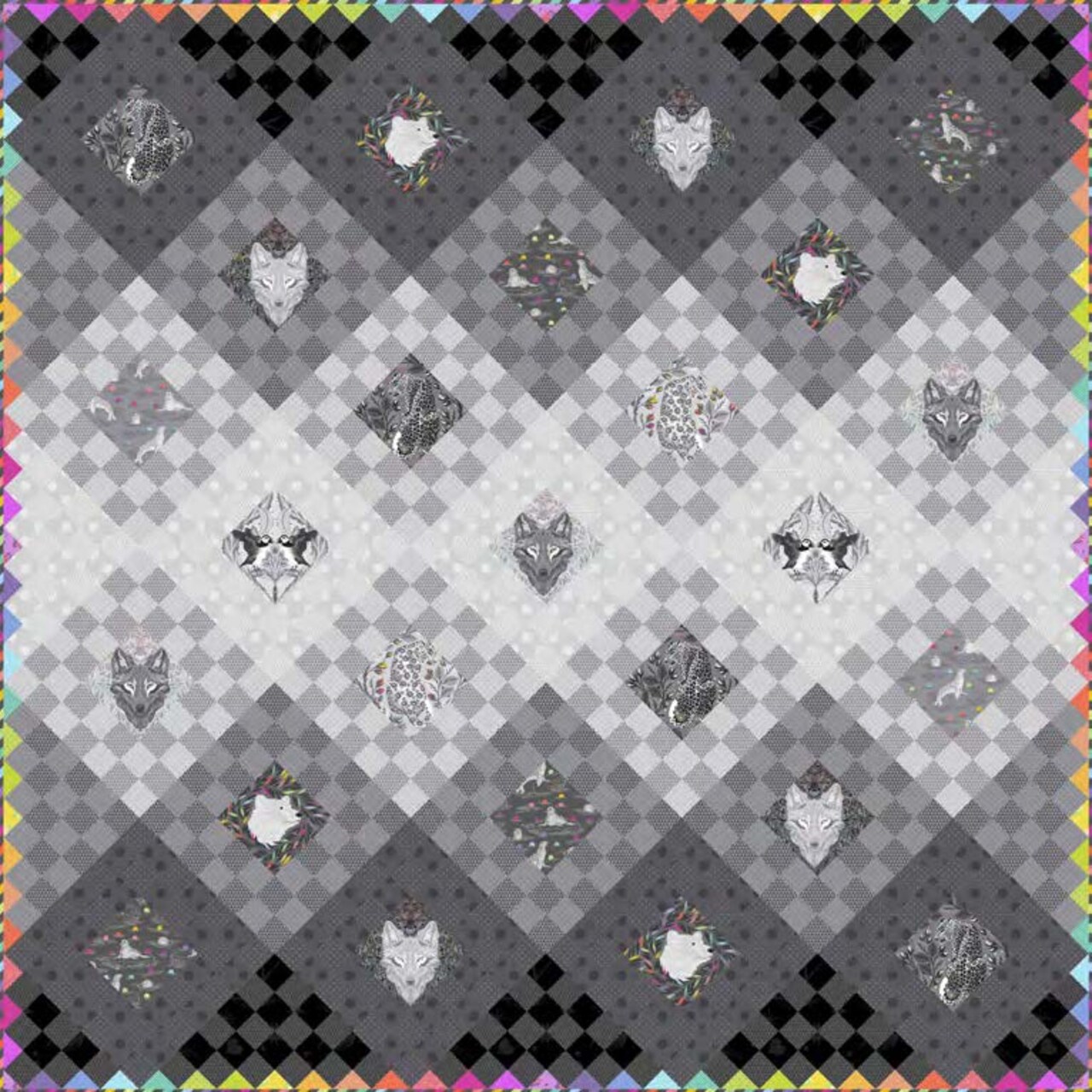 Fabric FreeSpirit Tula Pink Fade to Gray Graywork Quilt Kit KIT2QTTP.FADE